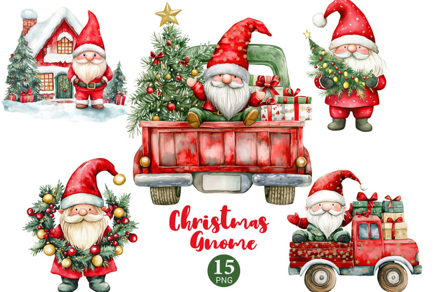 Christmas Gnome Clipart PNG Bundle | Festive Image PNG SVG GlamArtZhanna 
