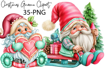 Christmas Gnome Clipart PNG Bundle Sublimation SVGArt 