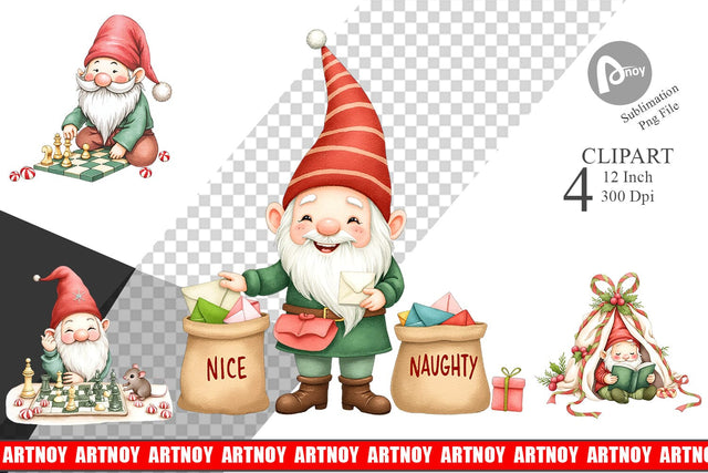 Christmas Gnome Clipart Sublimation artnoy 