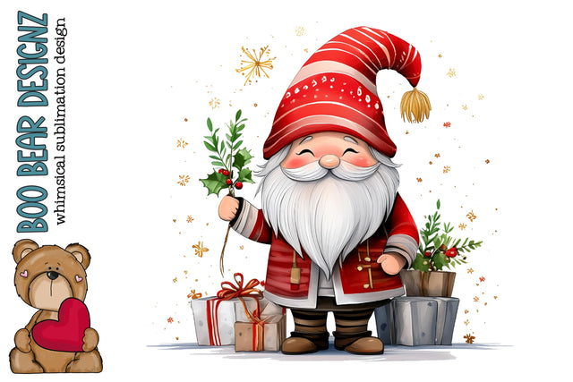 Christmas Gnome Clipart Sublimation Boo Bear Designz 