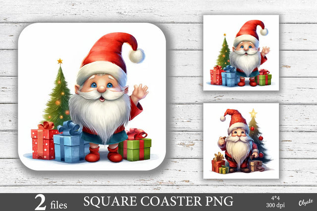 Christmas Gnome Coaster PNG. Square Coaster Sublimation Sublimation Olga Terlyanskaya 