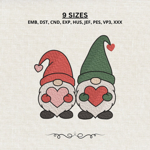 Christmas Gnome Couple Hearts Embroidery Design – Cute Love Gnomes Machine Embroidery File Embroidery/Applique DESIGNS PatternFeed8 