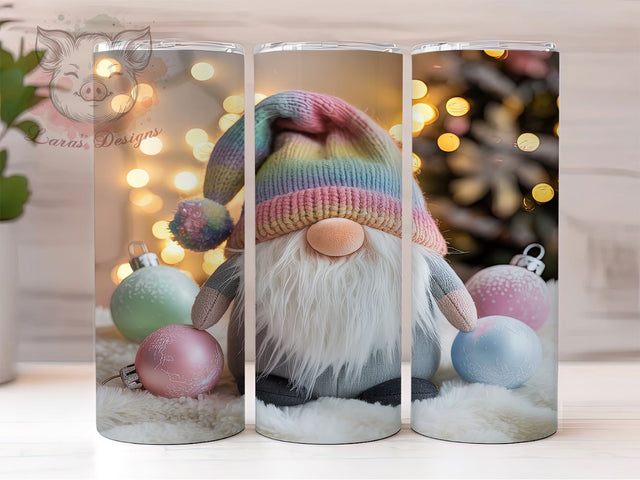 Christmas Gnome Crochet Tumbler, Festive Gnome Sublimation Design, Holiday Crochet Art, 20oz Xmas Tumbler, Whimsical Gnome Mug, Stylish Christmas Cup, Cozy Crochet Wrap Sublimation Lara' s Designs 