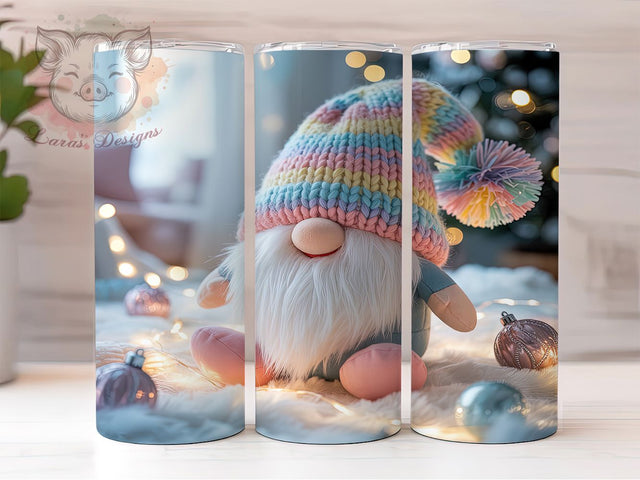 Christmas Gnome Crochet Tumbler, Festive Gnome Sublimation Design, Holiday Crochet Art, 20oz Xmas Tumbler, Whimsical Gnome Mug, Stylish Christmas Cup, Cozy Crochet Wrap Sublimation Lara' s Designs 