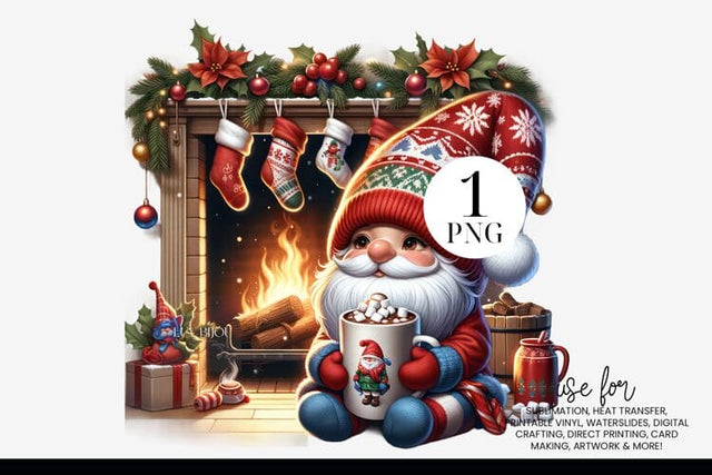 Christmas Gnome Drinking Clipart Sublimation BijouBay 