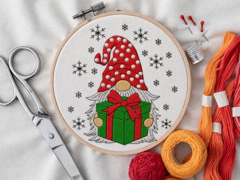 Christmas Gnome Embroidery Design, 4 sizes Embroidery/Applique DESIGNS DesignDestine 