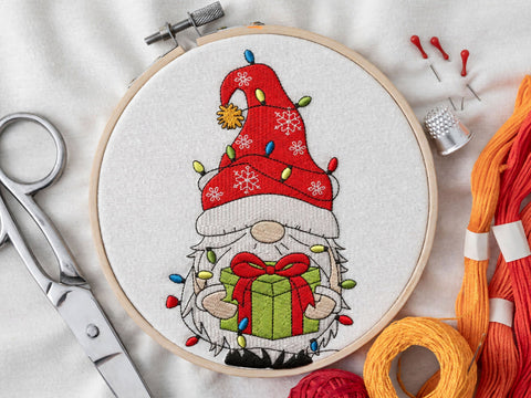 Christmas Gnome Embroidery Design, 4 sizes Embroidery/Applique DESIGNS DesignDestine 