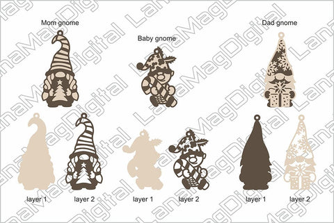 Christmas Gnome family Christmas Gnomes Christmas ornaments SVG LanaMagDigital 