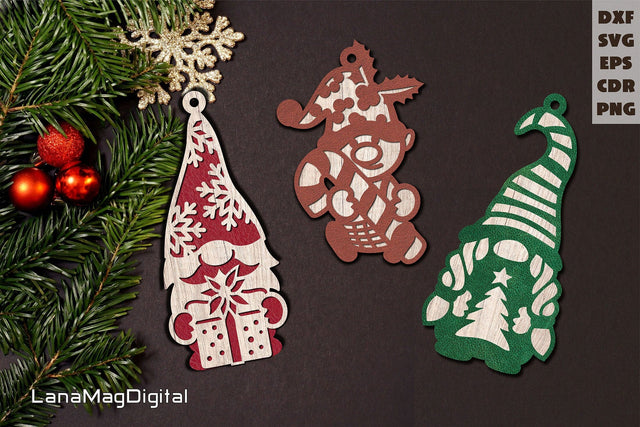 Christmas Gnome family Christmas Gnomes Christmas ornaments SVG LanaMagDigital 