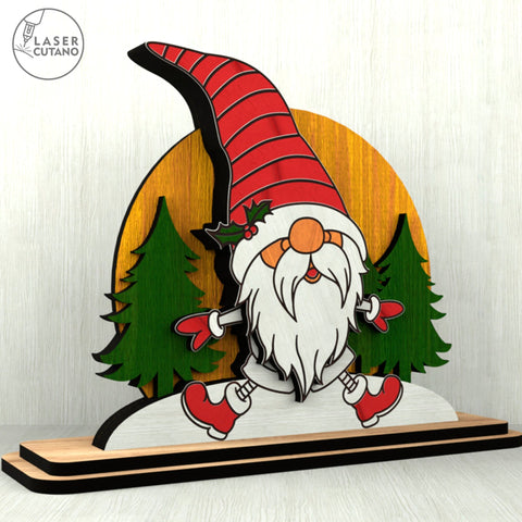 Christmas Gnome Figurines SVG Set of 3 – Laser Cut Wooden Holiday Decor for Glowforge & xTool SVG LaserCutano 
