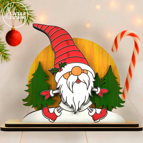 Christmas Gnome Figurines SVG Set of 3 – Laser Cut Wooden Holiday Decor for Glowforge & xTool SVG LaserCutano 