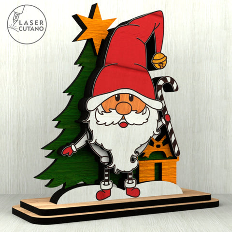 Christmas Gnome Figurines SVG Set of 3 – Laser Cut Wooden Holiday Decor for Glowforge & xTool SVG LaserCutano 
