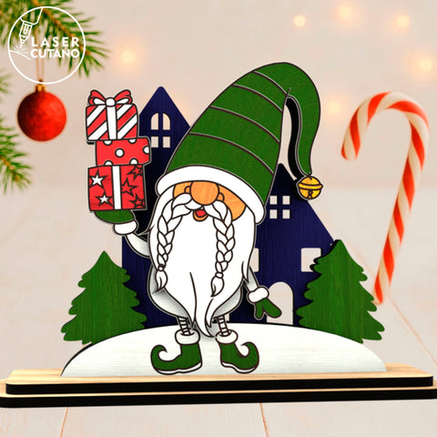 Christmas Gnome Figurines SVG Set of 3 – Laser Cut Wooden Holiday Decor for Glowforge & xTool SVG LaserCutano 