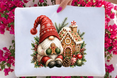 Christmas Gnome Gingerbread House Clipart Sublimation SVGArt 