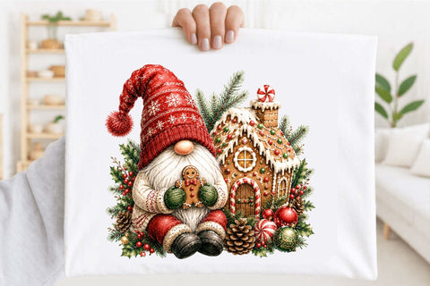 Christmas Gnome Gingerbread House Clipart Sublimation SVGArt 