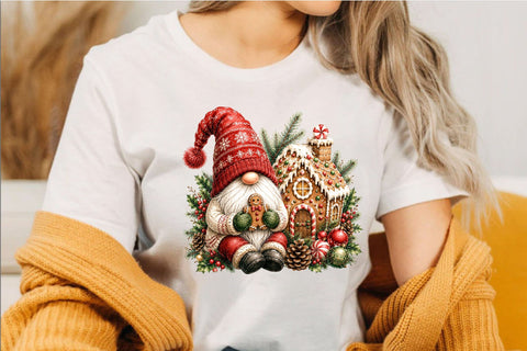 Christmas Gnome Gingerbread House Clipart Sublimation SVGArt 