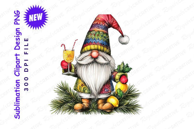 Christmas Gnome Holding Drink Clipart Png Sublimation Regulrcrative 