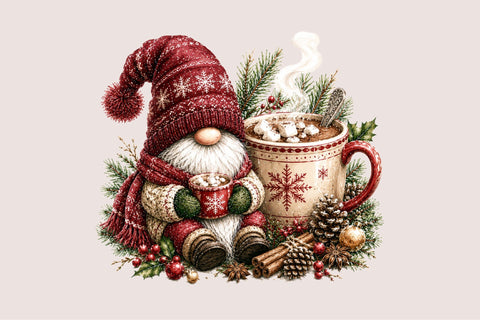 Christmas Gnome Hot Cocoa Clipart Sublimation SVGArt 