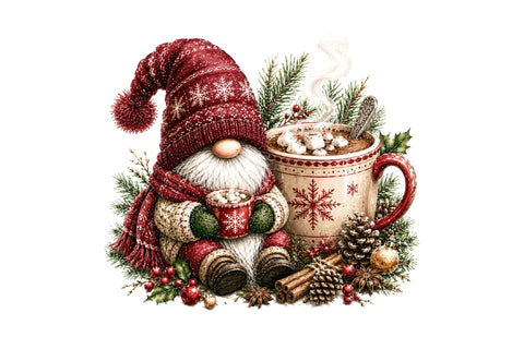 Christmas Gnome Hot Cocoa Clipart Sublimation SVGArt 