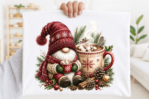 Christmas Gnome Hot Cocoa Clipart Sublimation SVGArt 