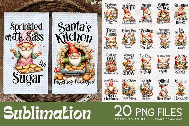 Christmas Gnome Kitchen Towel Sublimation PNG Sublimation Petunia Digital Design 