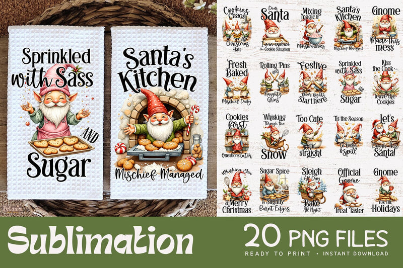 Christmas Gnome Kitchen Towel Sublimation PNG Sublimation Petunia Digital Design 