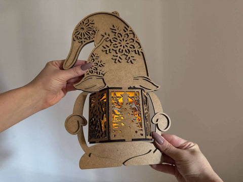 Christmas Gnome Lantern Cut Template, Laser Cut Files SVG LaserCutano 
