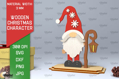 Christmas Gnome Laser Cut. Christmas Decoration SVG Design SVG Evgenyia Guschina 