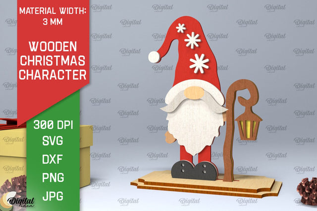 Christmas Gnome Laser Cut. Christmas Decoration SVG Design SVG Evgenyia Guschina 