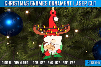 Christmas Gnome Laser Cut | Christmas Tree Toy | Hanging Gnome Ornament | Holiday | CNC File SVG Fly Design 