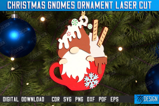 Christmas Gnome Laser Cut | Christmas Tree Toy | Hanging Gnome Ornament | Holiday | CNC File SVG Fly Design 