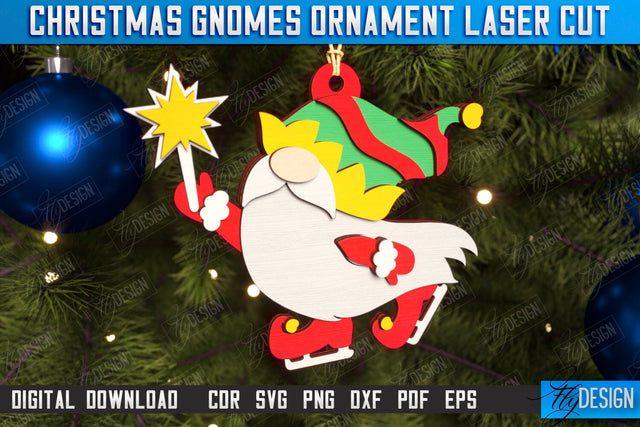 Christmas Gnome Laser Cut | Christmas Tree Toy | Hanging Gnome Ornament | Holiday | CNC File SVG Fly Design 