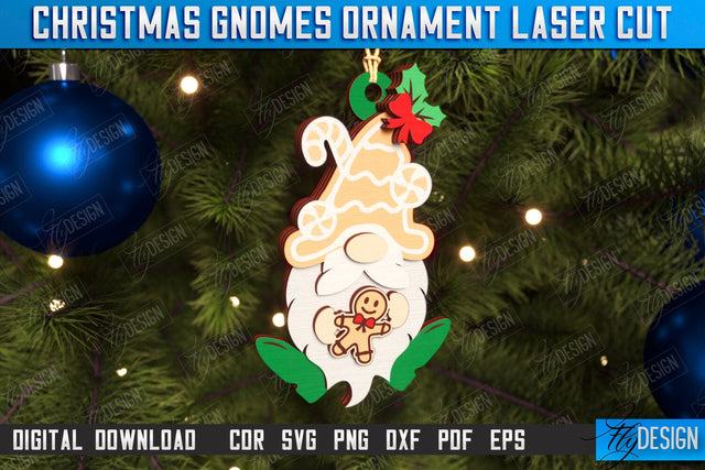 Christmas Gnome Laser Cut | Christmas Tree Toy | Hanging Gnome Ornament | Holiday | CNC File SVG Fly Design 