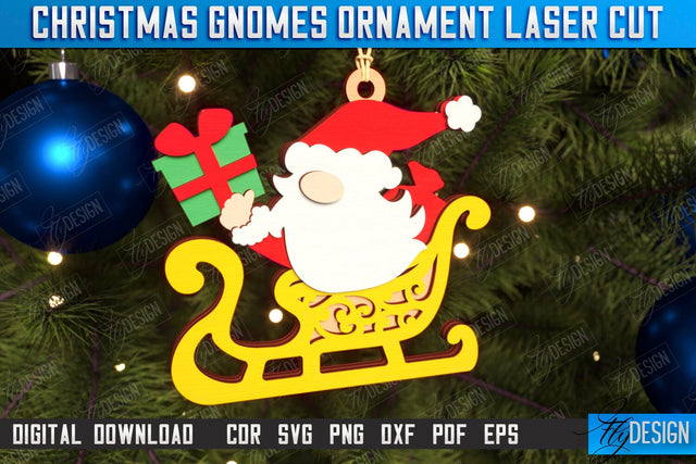 Christmas Gnome Laser Cut | Christmas Tree Toy | Hanging Gnome Ornament | Holiday | CNC File SVG Fly Design 