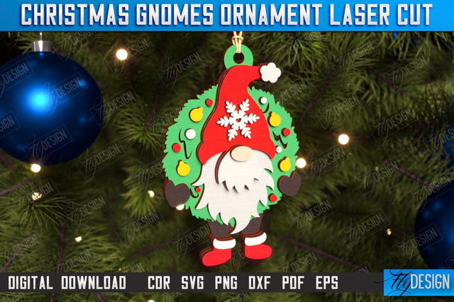 Christmas Gnome Laser Cut | Christmas Tree Toy | Hanging Gnome Ornament | Holiday | CNC File SVG Fly Design 
