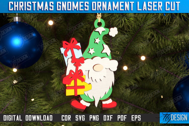 Christmas Gnome Laser Cut | Christmas Tree Toy | Hanging Gnome Ornament | Holiday | CNC File SVG Fly Design 