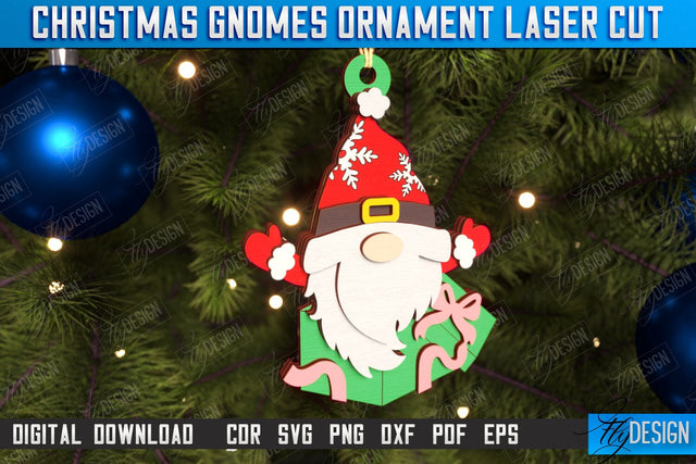 Christmas Gnome Laser Cut | Christmas Tree Toy | Hanging Gnome Ornament | Holiday | CNC File SVG Fly Design 