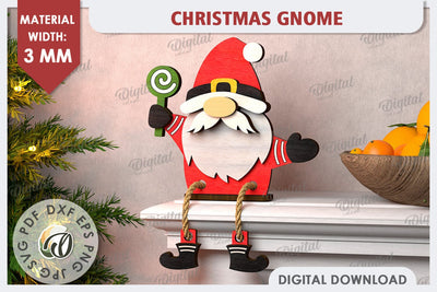 Christmas Gnome Laser Cut Design. Christmas Home Decor SVG SVG Evgenyia Guschina 