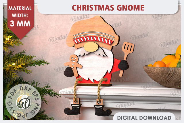 Christmas Gnome Laser Cut Design. Christmas Home Decor SVG SVG Evgenyia Guschina 