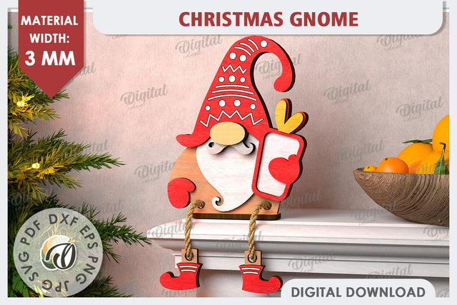 Christmas Gnome Laser Cut Design. Christmas Home Decor SVG SVG Evgenyia Guschina 