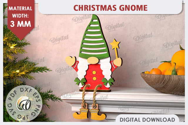 Christmas Gnome Laser Cut Design. Christmas Home Decor SVG SVG Evgenyia Guschina 