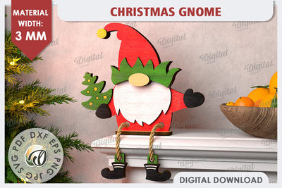 Christmas Gnome Laser Cut Design. Christmas Home Decor SVG SVG Evgenyia Guschina 