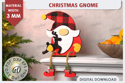 Christmas Gnome Laser Cut Design. Christmas Home Decor SVG SVG Evgenyia Guschina 