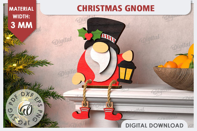 Christmas Gnome Laser Cut Design. Christmas Home Decor SVG SVG Evgenyia Guschina 