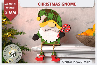 Christmas Gnome Laser Cut Design. Christmas Home Decor SVG SVG Evgenyia Guschina 