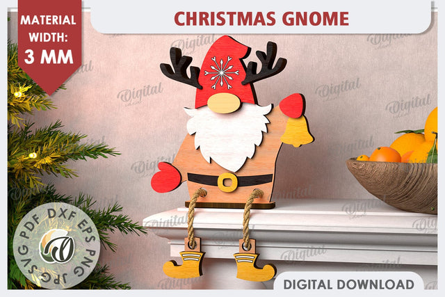 Christmas Gnome Laser Cut Design. Christmas Home Decor SVG SVG Evgenyia Guschina 