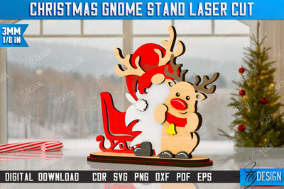 Christmas Gnome Laser Cut | Table Statuette | Christmas Figurine | Holiday | CNC File SVG Fly Design 