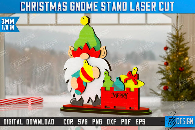 Christmas Gnome Laser Cut | Table Statuette | Christmas Figurine | Holiday | CNC File SVG Fly Design 