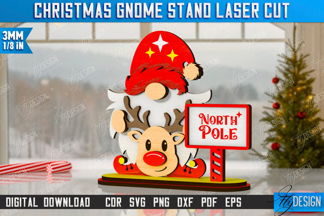 Christmas Gnome Laser Cut | Table Statuette | Christmas Figurine | Holiday | CNC File SVG Fly Design 