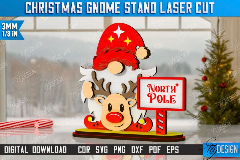 Christmas Gnome Laser Cut | Table Statuette | Christmas Figurine | Holiday | CNC File SVG Fly Design 